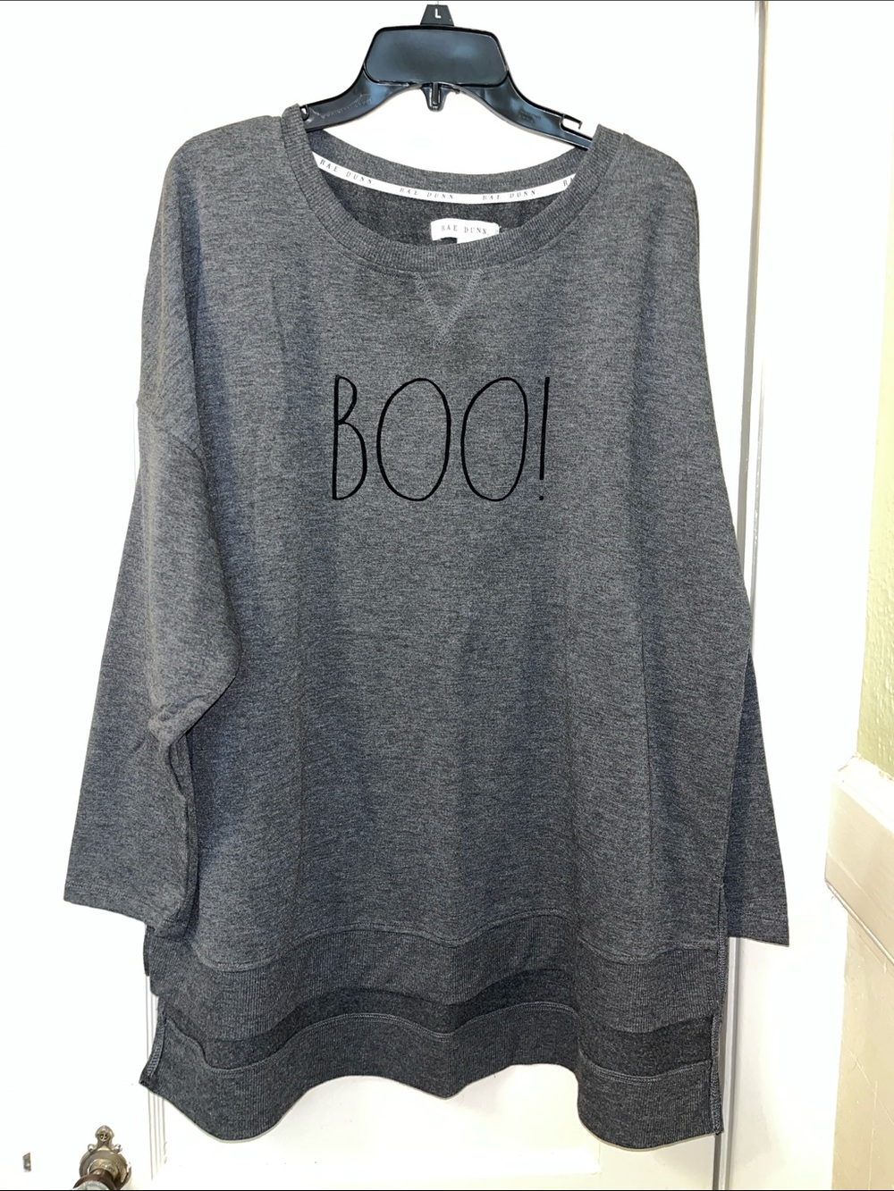 Rae Dunn Gray 'BOO!' Crewneck Sweatshirt/Tunic